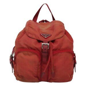 PRADA Backpack Nylon Red Silver Auth